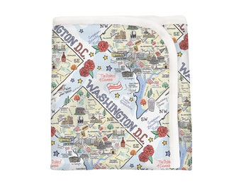 Washington DC Baby Blanket, Washington DC Map Baby Blanket - Pima Cotton