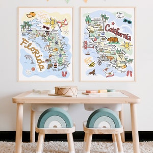 New York Art Map Poster: Illustrated State Landmarks, Unframed image 2