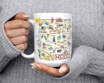 Customizable New Mexico Map Coffee Mug: 15 oz. Souvenir Gift