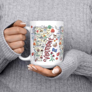 Customizable Vermont Coffee Mug: State Map, Large 15oz Ceramic Mug