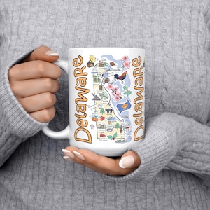 Delaware Map Coffee Mug: 15 oz. State Souvenir Gift