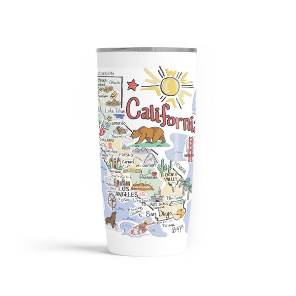 California  Tumbler, California Stainless Steel, California Coffee Cup, California Thermos