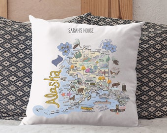 Alaska State Vintage Retro Colors Alaska Throw Pillow Alaska State Vintage Retro Colors Alaska Throw Pillow