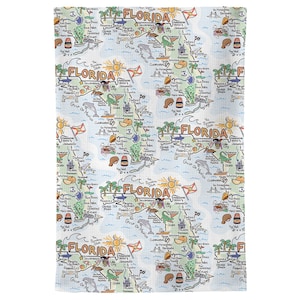 Florida Tea Towel, Florida Map Tea Towel, Florida Map Tea Towel - Microfiber Tea Towel