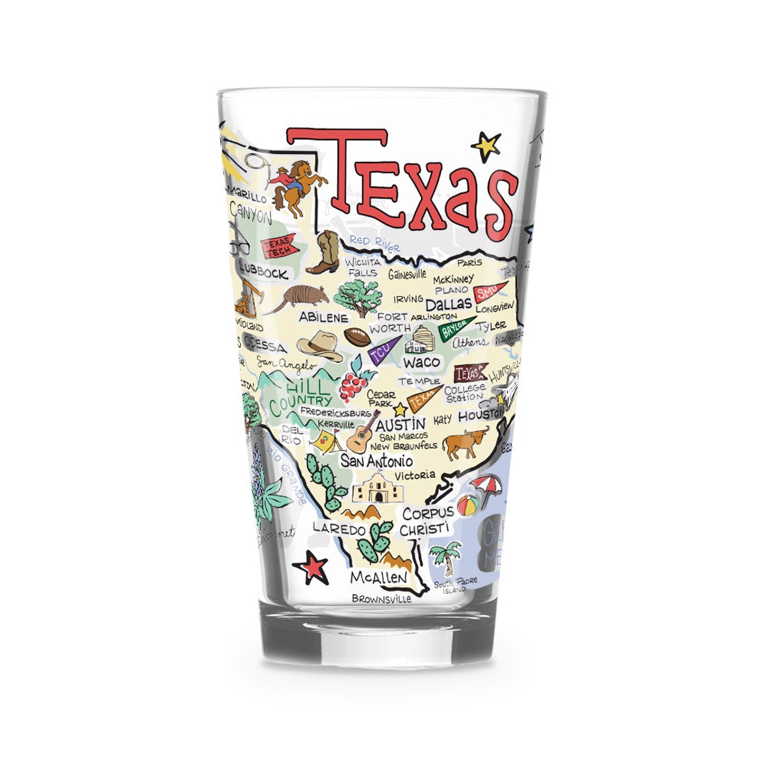 Texas Glass, Texas Drinking Glass, Texas Drinkware, Texas Gift Etsy