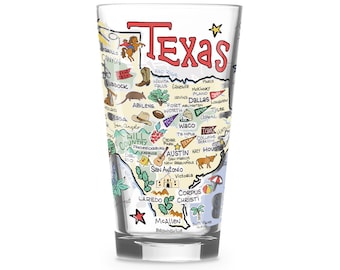 Texas  Glass, Texas Drinking Glass, Texas Drinkware, Texas Gift