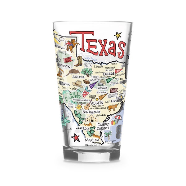 Texas  Glass, Texas Drinking Glass, Texas Drinkware, Texas Gift