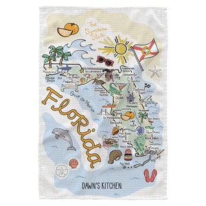 Custom Florida Tea Towel, Custom Florida Map Tea Towel, Custom Florida Map Tea Towel - Microfiber Tea Towel
