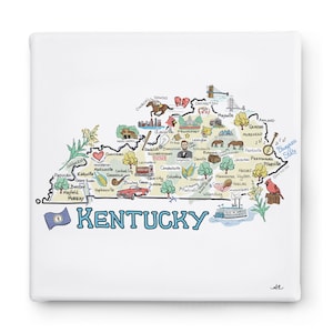 Kentucky Art on Square Canvas, Kentucky Map Canvas Art, Kentucky Print for Wall, Available in all 50 States, State Art, State Prints