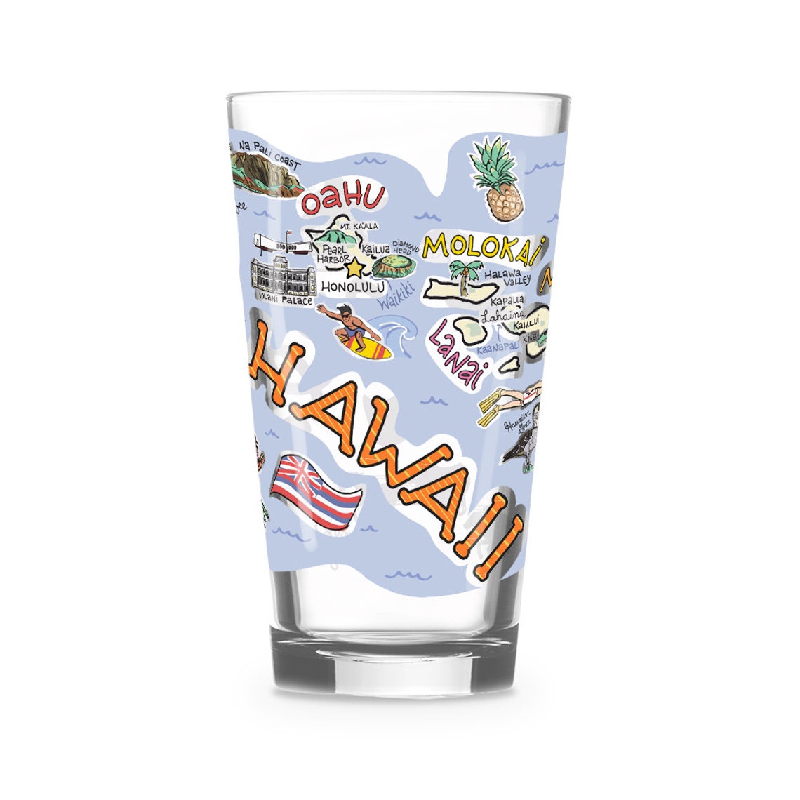 Hawaii Glass Hawaii Drinking Glass Hawaii Drinkware Hawaii Etsy.de