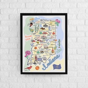 Indiana Art, Indiana Map, Indiana Poster, Unframed, State Map Poster