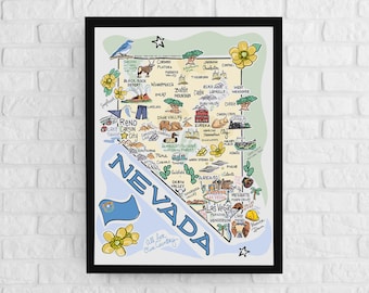 Nevada Map Poster: Illustrated State Art Print