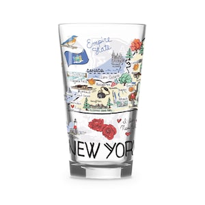 New York  Glass, New York Drinking Glass, New York Drinkware, New York Gift