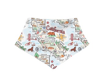 California Map Baby Bib, California Map Bandana Bib, State Baby Bib, Baby Shower Gift