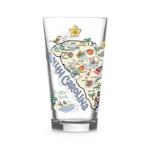 South Carolina  Glass, South Carolina Drinking Glass, South Carolina Drinkware, South Carolina Gift