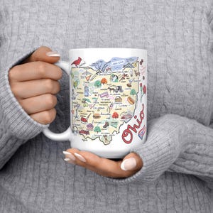 Customizable Ohio Map Coffee Mug: 15 oz. Ceramic State Souvenir