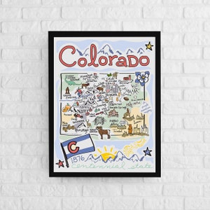 Colorado Art, Colorado Map, Colorado Poster, Unframed, State Map Poster