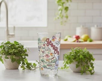 Customizable Georgia Drinking Glass: Embossed State Map, 16 oz