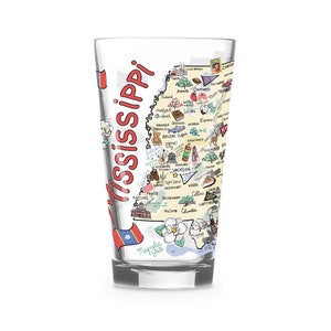 Mississippi  Glass, Mississippi Drinking Glass, Mississippi Drinkware, Mississippi Gift