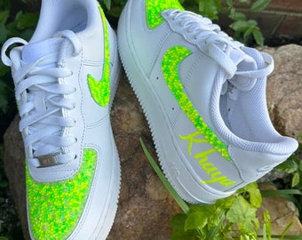 Women's Nike Bling and Crystal AF1 Air Force 1s for Bride, Groom, Wedding, Party and Birthday Event, Perfect Gift for Her