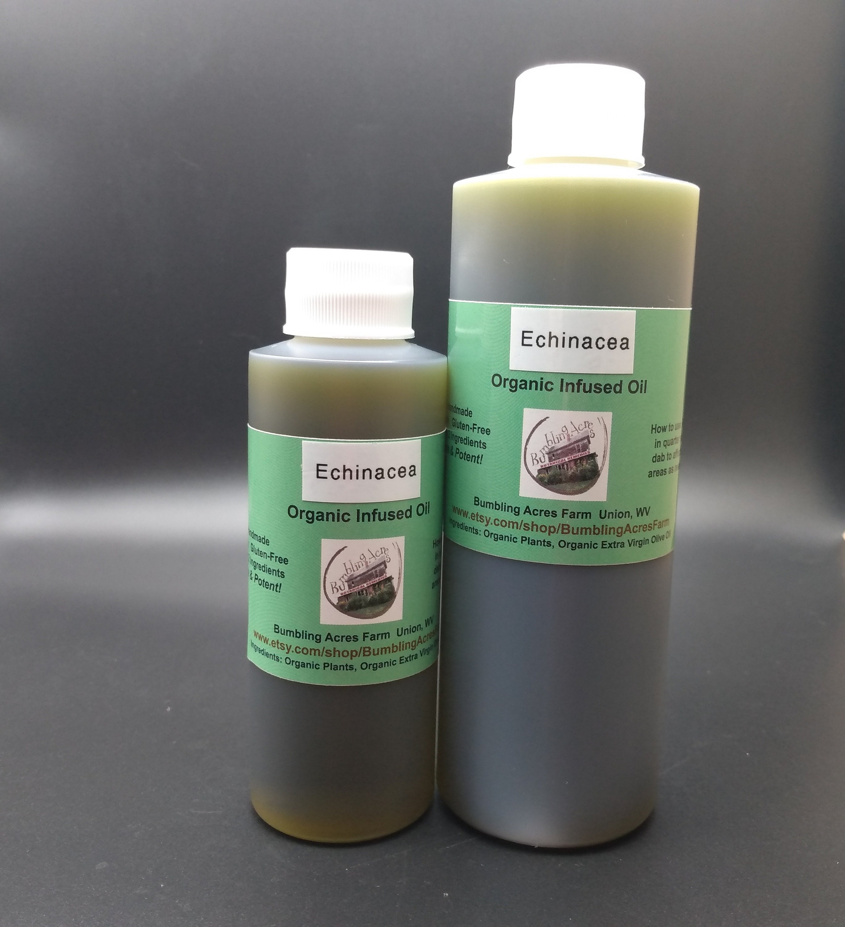 Echinacea Oil Double Infused Organic Vegan Handmade in small batches Pure & Potent Only 2 Ingredients Gluten Free Bumbling Acres Farm