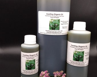 Comfrey Oil Double Infused Organic Vegan Pure & Potent Handmade from fresh plants in small batches Gluten-Free Non-GMO Bumbling Acres Farm