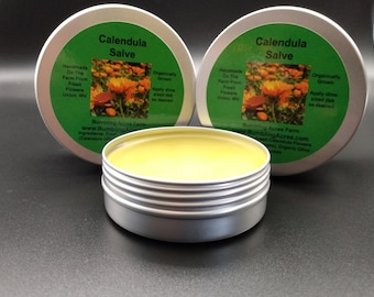 Calendula Flower Salve Double Infused-Concentrated Organic Handmade small batches Concentrated Screw-on lid Gluten Free Bumbling Acres Farm