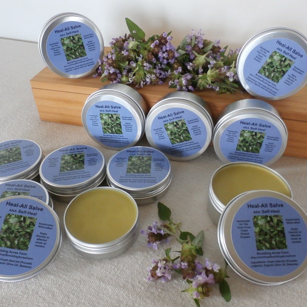 Prunella Vulgaris Double Infused Salve Organic Handmade small batches Pure & Potent Gluten Free Bumbling Acres Farm