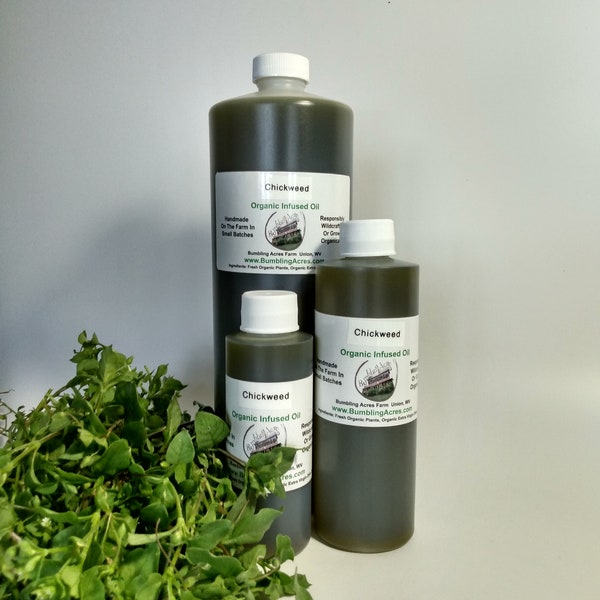 Chickweed Oil Double-Infused Organic Handmade in small batches Vegan Stellaria media Bumbling Acres Farm