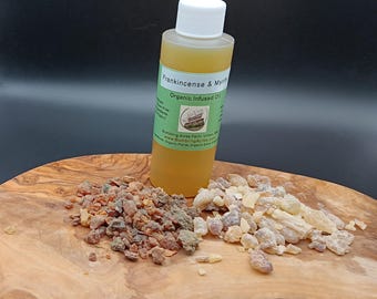 Aceite de incienso y mirra, doblemente infusionado, elaborado artesanalmente en pequeños lotes, vegano