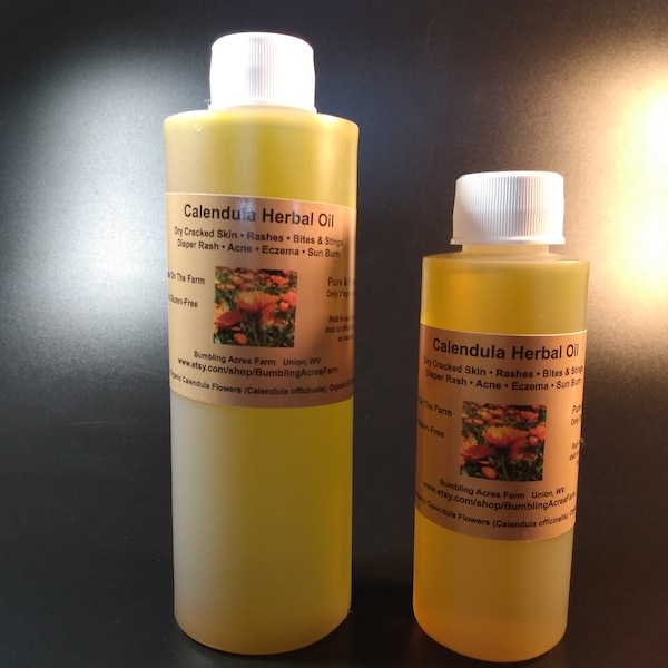 Calendula Oil Double Infused 100% Organic Vegan Gluten Free Pure & Potent Handmade small batches Bumbling Acres Farm