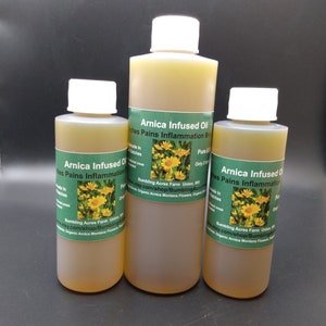 Arnica Oil Double Infused For Best Potency Vegan Gluten Free Handmade Small Batches Only 2 Ingredients Pure and Potent Bumbling Acres Farm