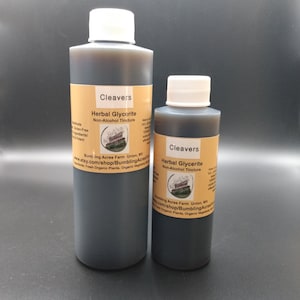 Cleavers Glycerite Non Alcohol Tincture Organic Double-Infused For Potency Only 2 Ingredients Handmade Pure and Potent Bumbling Acres Farm