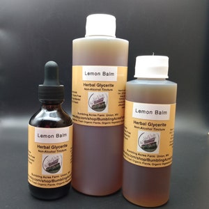 Lemon Balm Glycerite: Non-Alcohol Tincture, Handmade Herbal Extract