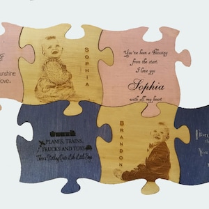 Wood Puzzle wall art personalized and engraved with your photo 5&quot; x 5&quot;