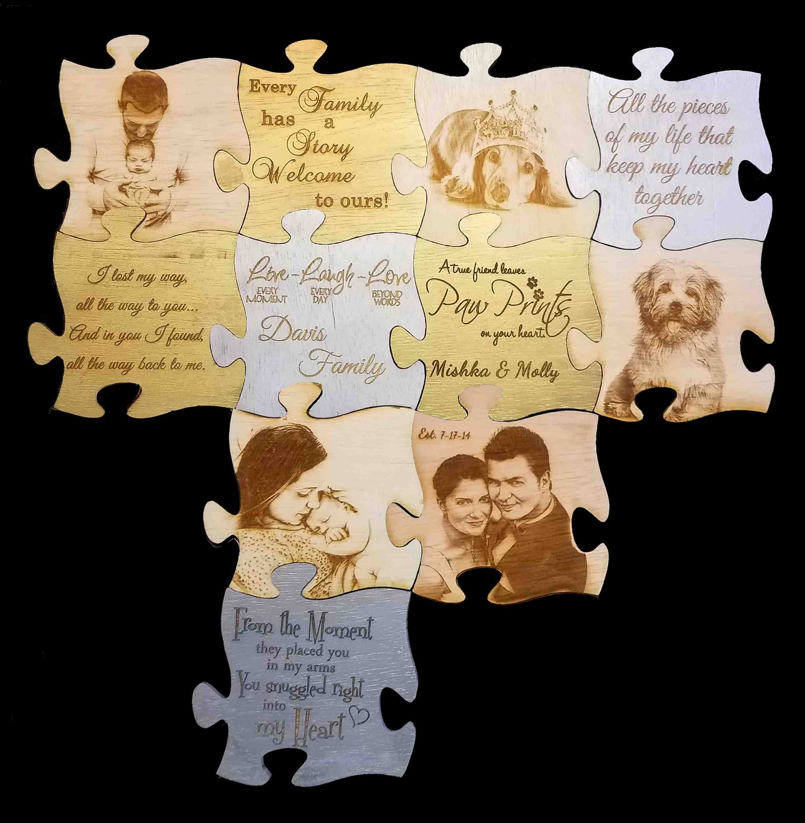 Wood Puzzle Wall Art Personalized and Engraved With Your Photo Etsy