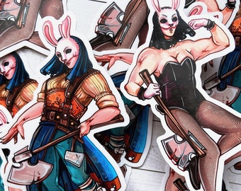 Huntress Sticker and Bunny Costume Huntress | Vinyl Stickers!
