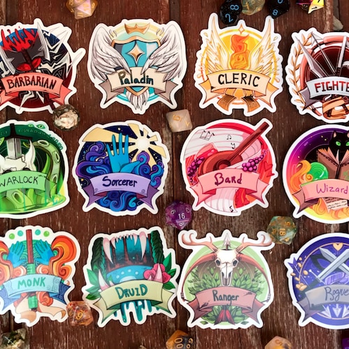 Dnd Class Stickers Vinyl Waterproof Sticker Class Hit Dice - Etsy