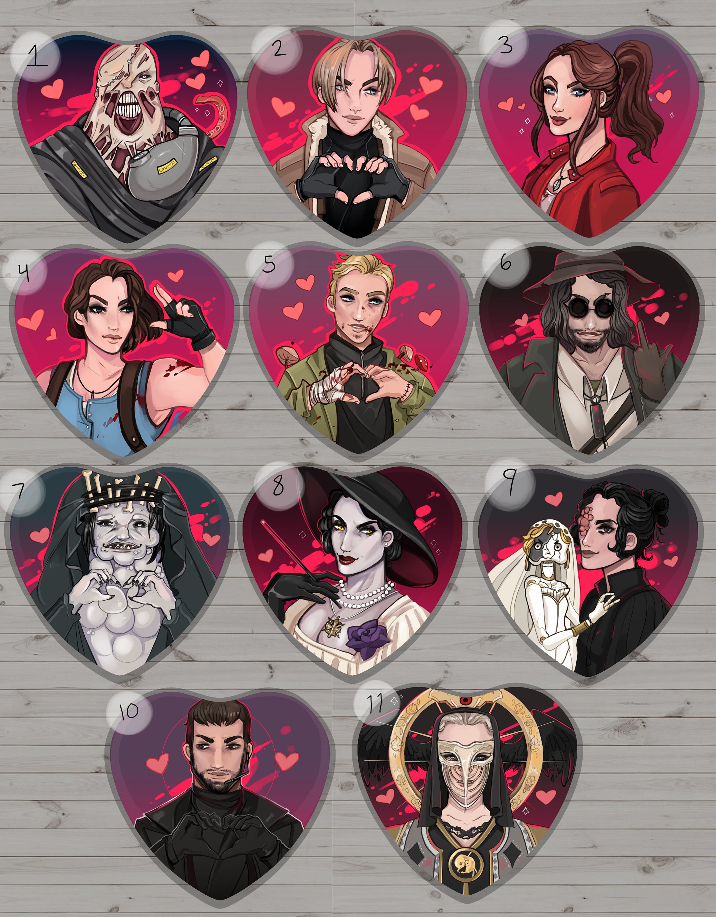 PREORDER Resident Evil Heart Buttons