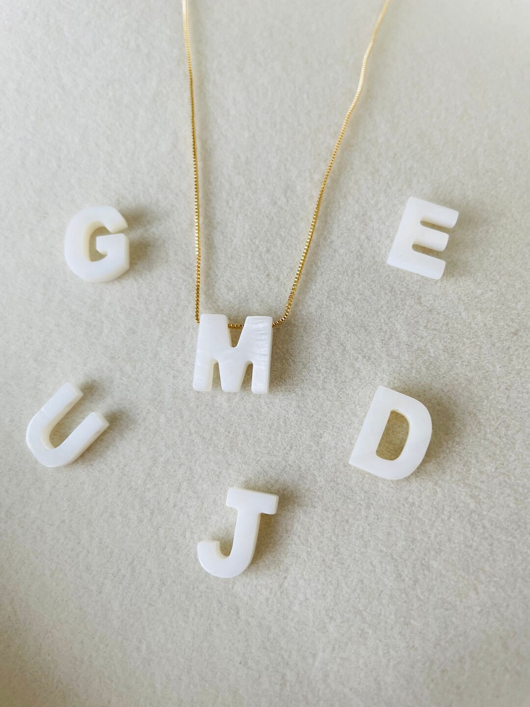 Mother of Pearl Initial Necklace, Pearl Initial Necklace, Mother of