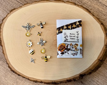 Bees and Flowers  MYSTERY Mix Knitting / Crochet Stitch Markers -set of 10