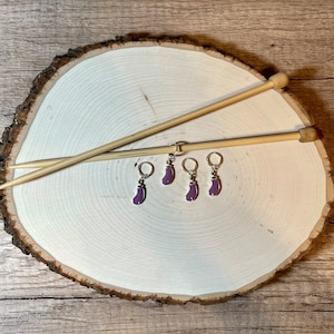 Purple Eggplant, The D, Knitting / Crochet Stitch Markers -set of 4