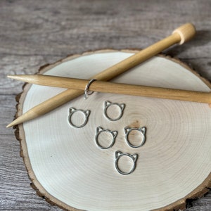 Large Open Cat Knitting Stitch Markers -set of 6