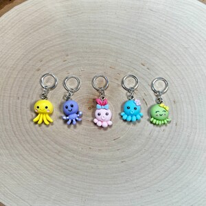 Colorful Octopus stitch markers, knitting and crochet progress keepers. Set of 5