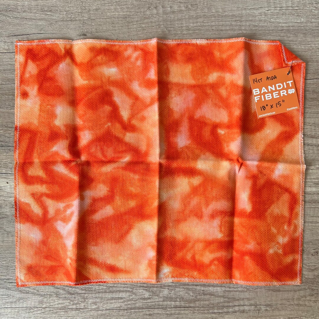 Hand Dyed 14 Count Aida Cross Stitch Fabric 18 X 15, Bright Orange Etsy