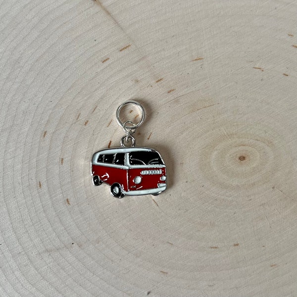 Medium Red and White VW Bus Knitting / Crochet Stitch Marker - Single
