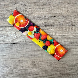 9&quot; DPN (double pointed needle) Holder/Keeper, Bright Fruit Print, holds up to 8in DPNS