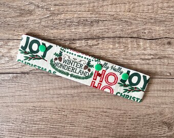 9" DPN (double pointed needle) Holder/Keeper, Xmas Holiday and Res Xmas striped Print, holds up to 8in DPNS