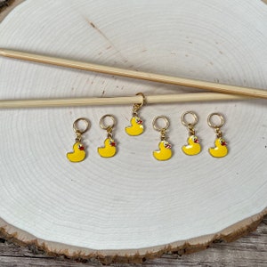 Yellow Rubber Ducky Enamel Knitting / Crochet Stitch Markers -set of 6