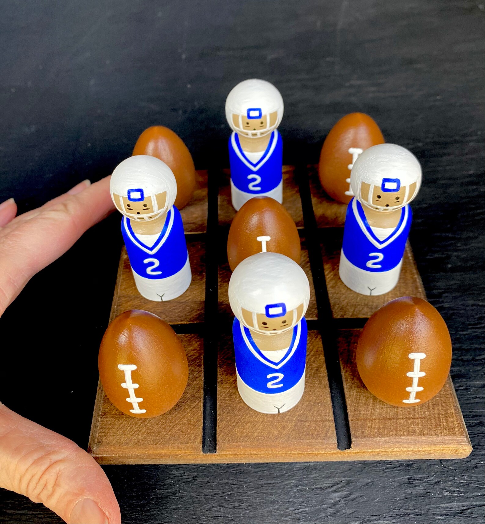 FOOTBALL TicTacToe Set cobalt blue & white Etsy